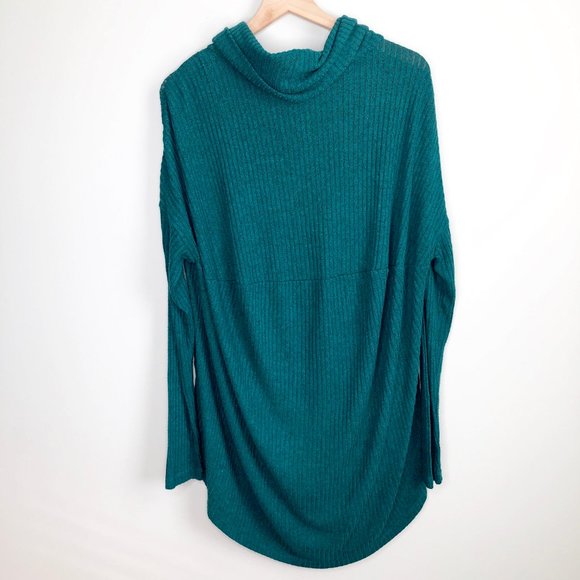 Anthropologie Teal Brushed Cowl Neck Pullover M/L - Picture 7 of 8
